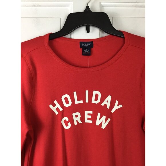 J. Crew Holiday Crew Long Sleeve Christmas Pajama Top Pullover Red Size M NWT - Picture 3 of 5